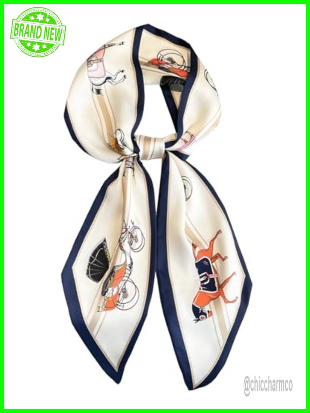 Satin Head Scarf Hair Neck Scarves for Women Purse Bag Scarfs Handbags Silky